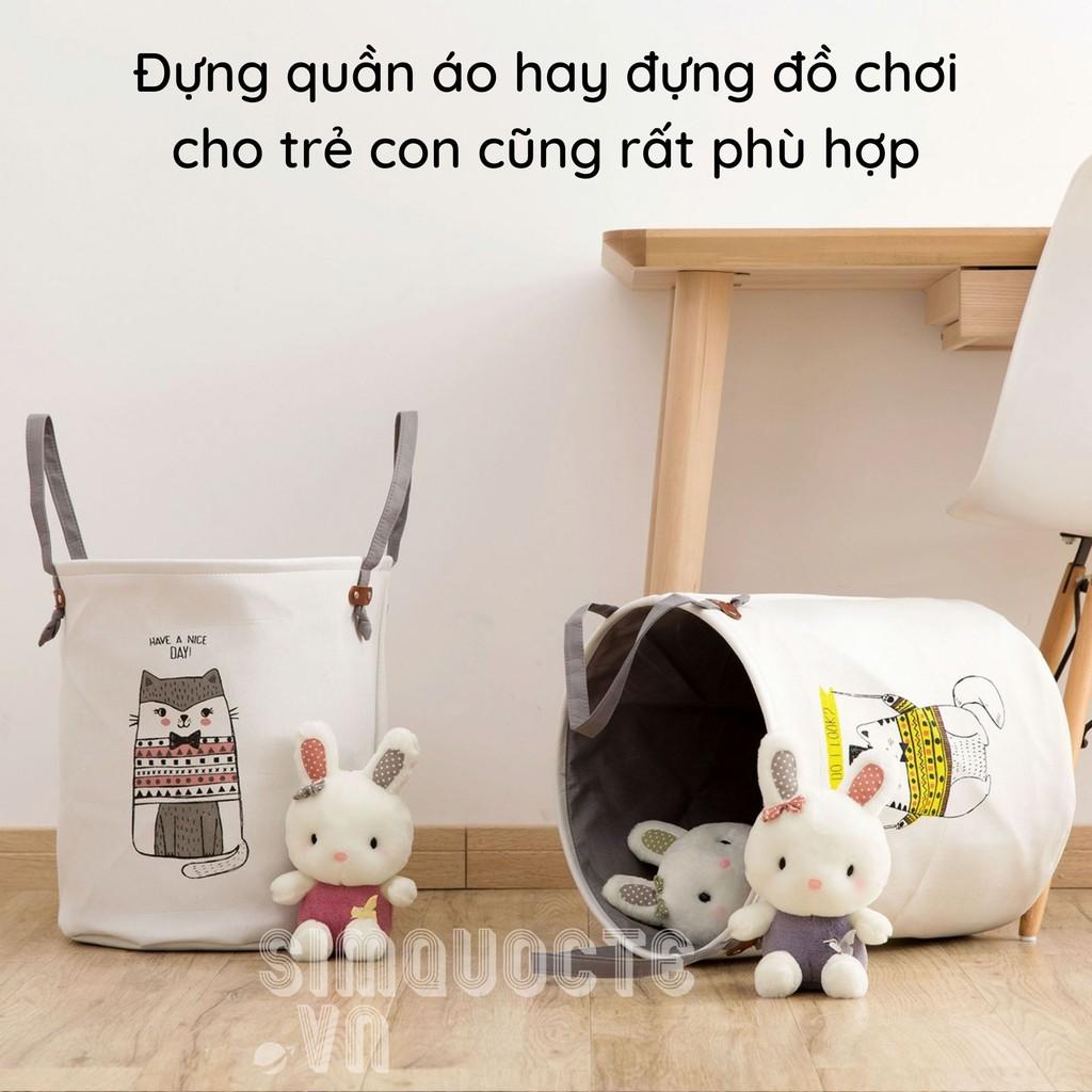 Giỏ đựng quần áo bẩn, sọt vải đựng đồ chơi gấp gọn phong cách Nhật Bản