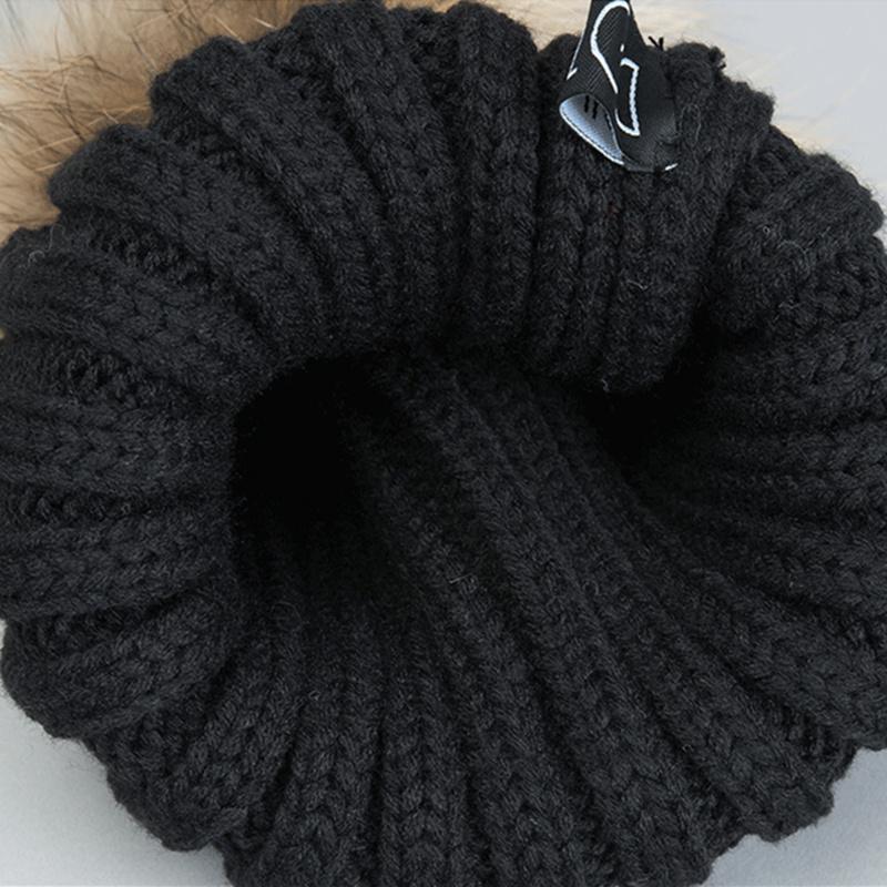 2022 Đơn Giản Mùa Đông Nón Nữ Dệt Kim Bò Nón Thực Gấu Trúc Lông Pompom Mũ Dành Cho Nữ Trẻ Em Ấm Chun Dày Co Giãn nón Lưỡi Trai