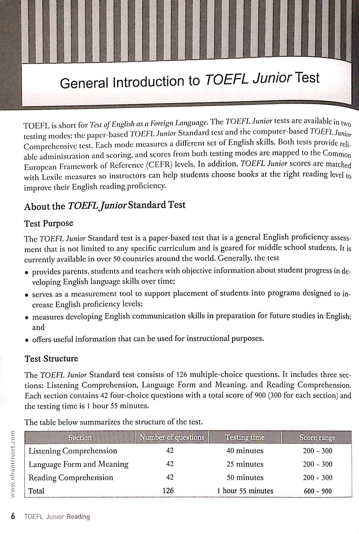 Sách TOEFL Junior Reading (Không CD)