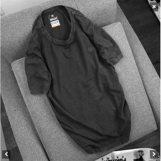 Áo thun cổ tròn wash bụi INF - đen