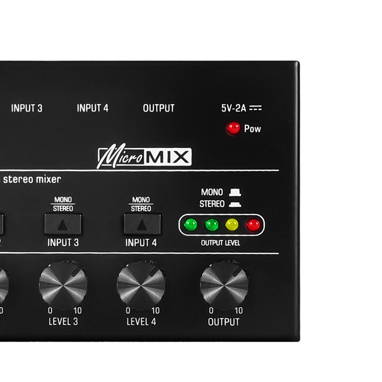 4 Channel Audio Mixer Music Recording Equipment Mini 6.3mm Equalizer Mixing Console Stereo Mixer for Club Computer Live and Studio Player