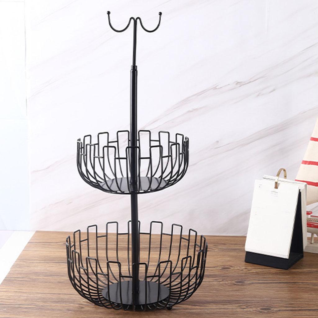 Iron Art 2 Tier Hanging Fruit Basket Holder Storage Rack Black Space Saver