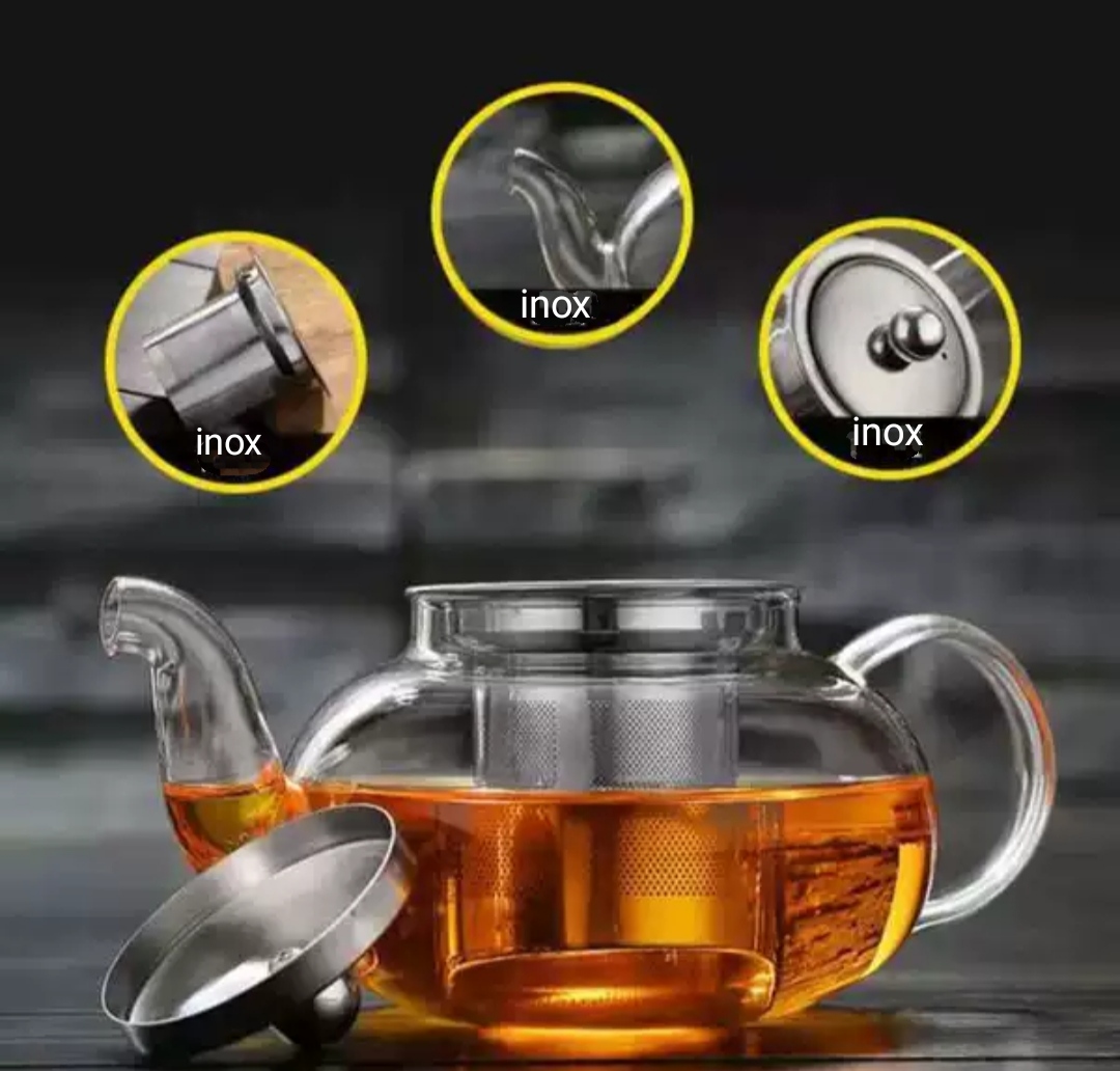 Ấm pha trà thủy tinh lõi lọc inox thủy tinh chịu nhiệt