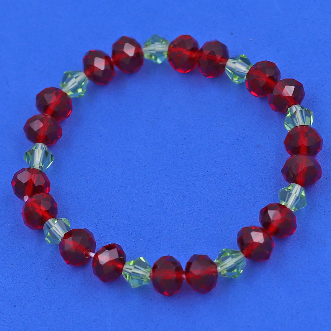 Vòng tay pha lê đỏ cắt giác 8 ly pha lê giác xanh CTFLOGHFLXLG8