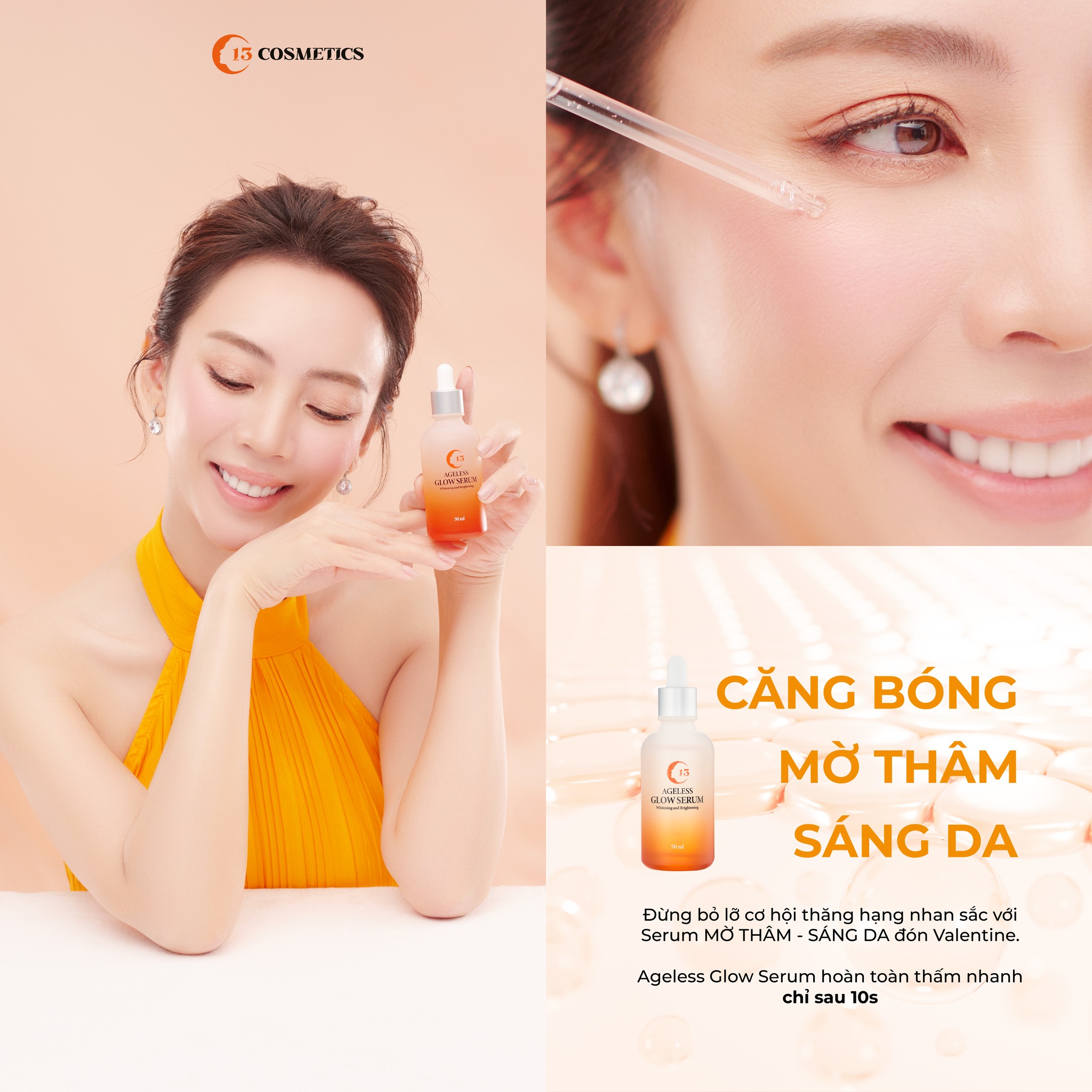 Tinh Chất Dưỡng Sáng Da, Giảm Thâm Nám, Chống Lão Hóa C13 Cosmetics Thu Trang Ageless Glow Serum 50ml