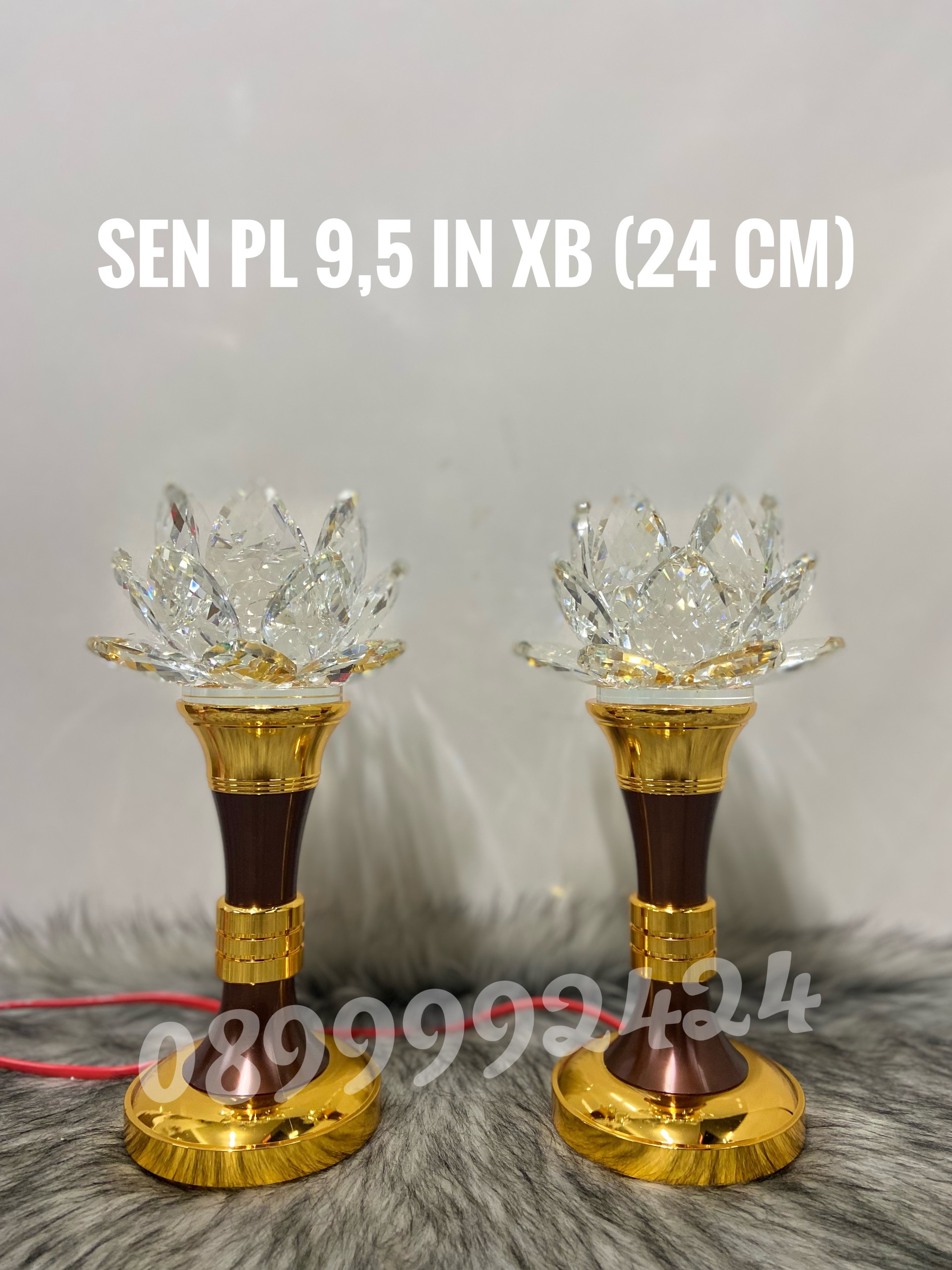 ĐÈN THỜ PHA LÊ CAO CẤP SEN 9.5 IN XI BÓNG 1 CẶP