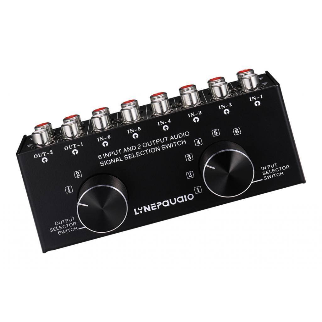 1PCS 2 Port Input 6 Output Video Audio AV RCA Switch Switcher Selector Box