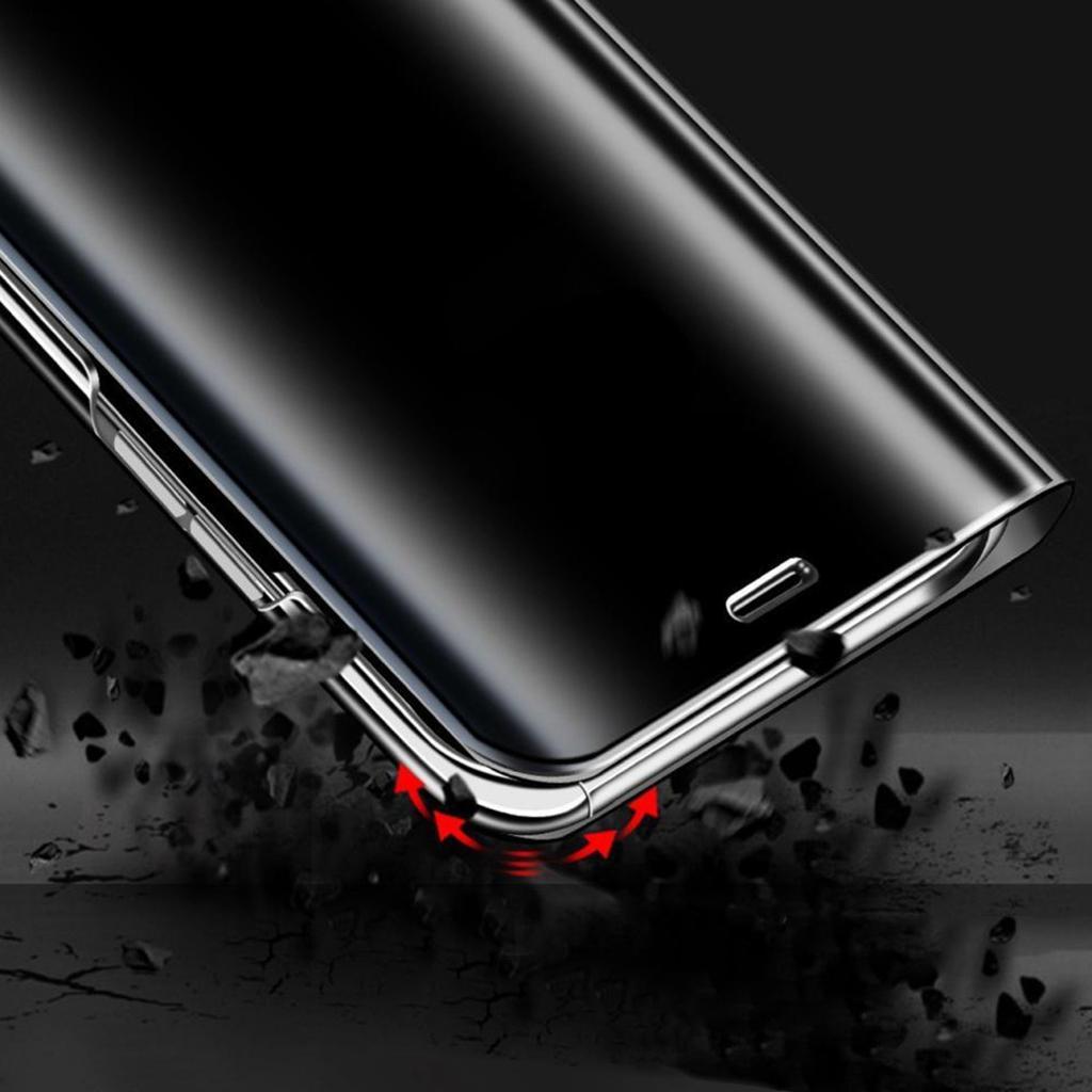 Smart Phone Slim Clear Mirror Plating Flip Case Protection with Stand, Compatible for Apple iPhone X