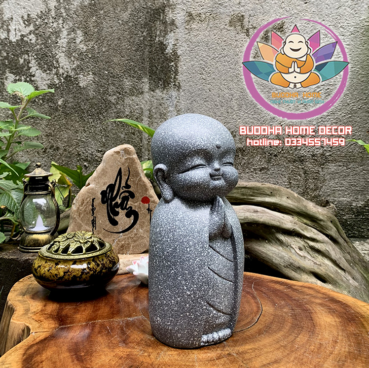 Chú tiểu decor hiện đại 21 cm trang trí nhà cửa màu xám