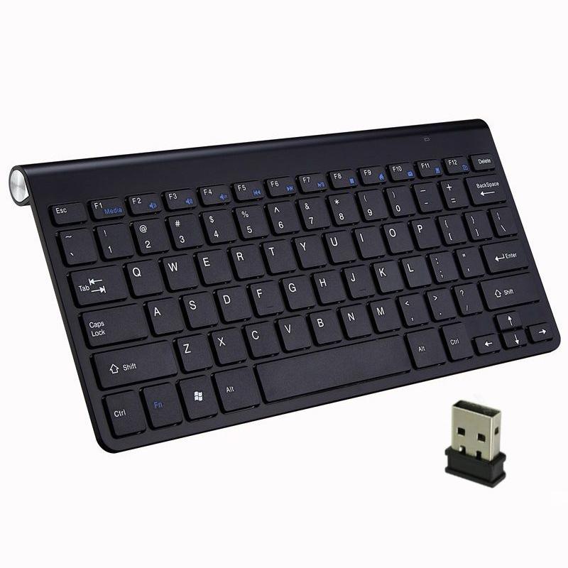 Bàn Phím Không Dây Mini USB Dành Cho Máy Tính Laptop Tivi Máy Tính Cao Su Keycaps Công Thái Noiseless Bàn Phím