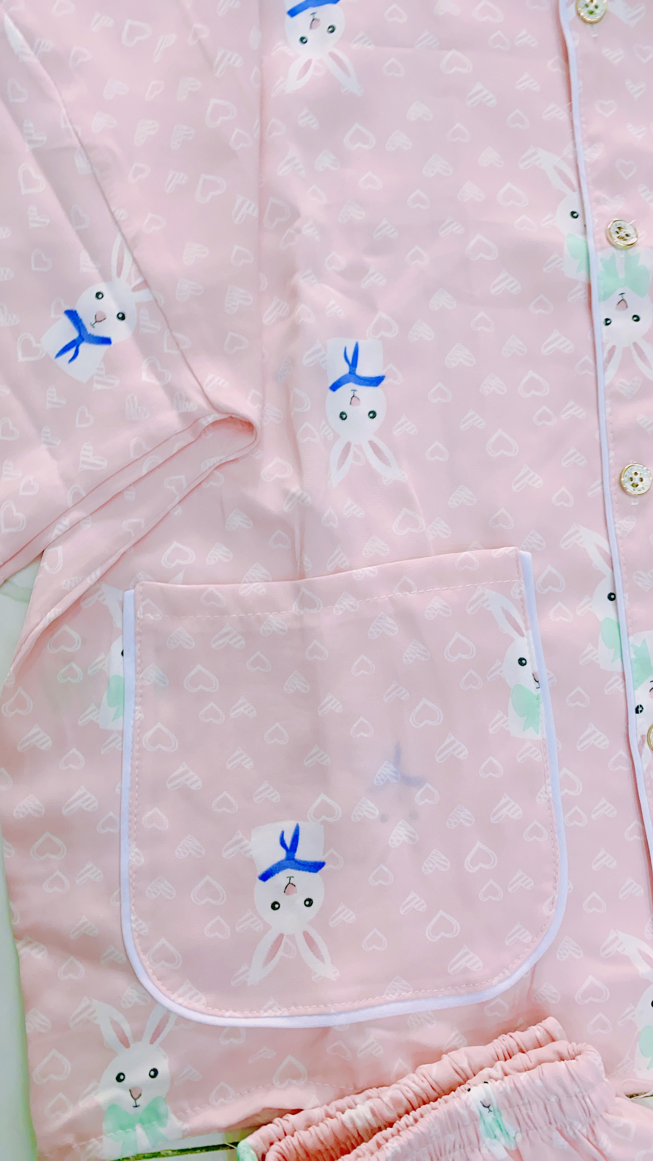 Bộ Pijama Lụa Cánh Dơi Thỏ Trắng size dưới 58kg
