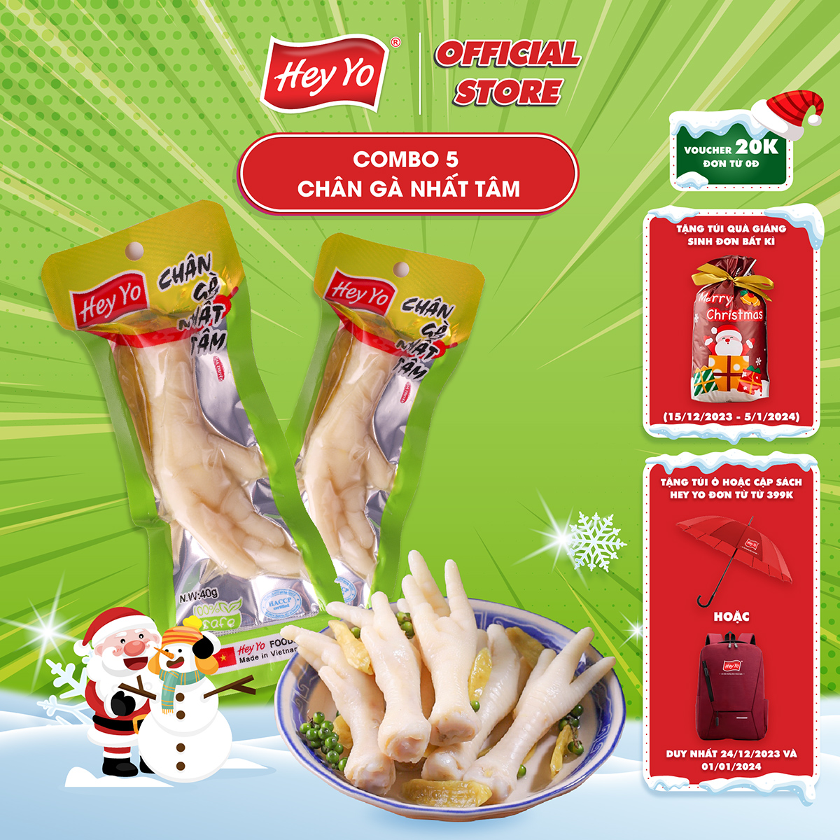 Combo 5 Chân Gà cay Nhất Tâm 40g, chân gà ớt xanh hàng Việt Nam thơm ngon chất lượng