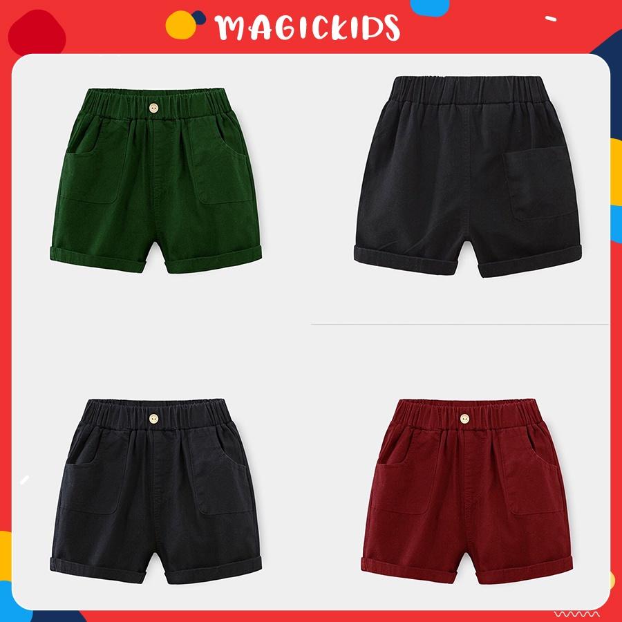 Quần đùi kaki ngắn trẻ em thiết kế túi ốp cho bé đi học đi chơi Quần áo trẻ em Magickids QĐ22008