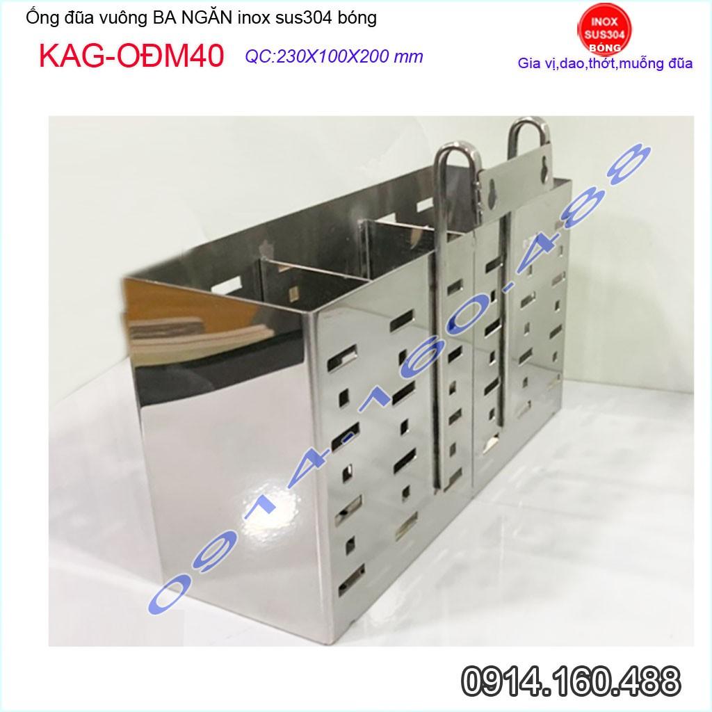 Ống đũa vuông SUS304 KAG-ODM40, Ống đựng đũa 3 inox dập khuôn cao cấp thiết kế đẹp sang trọng tinh tế từng chi tiết