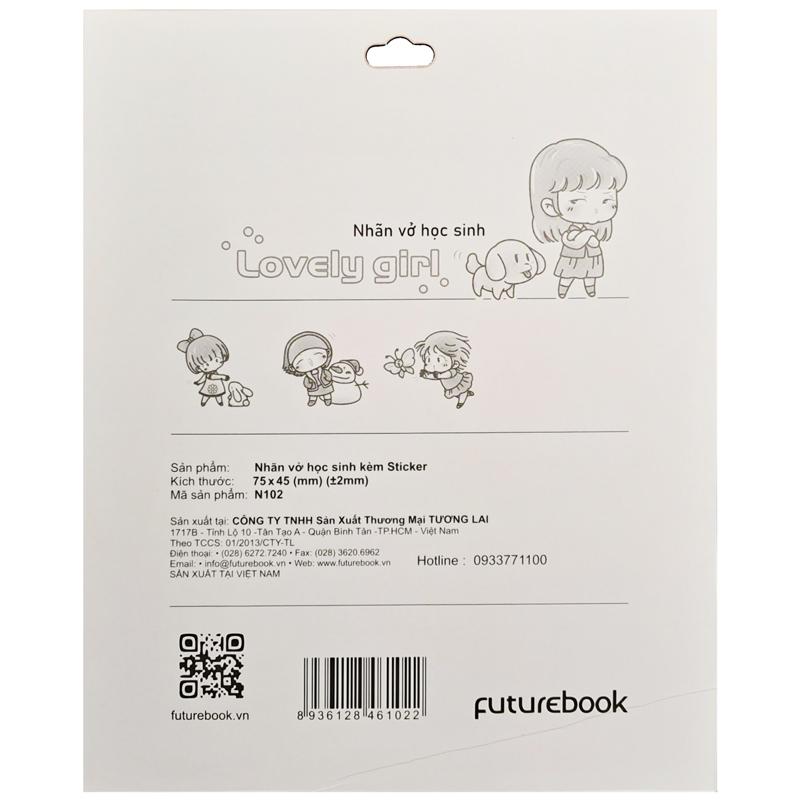 Nhãn Vở Học Sinh Lovely Girl Kèm Sticker - futurebook N102 (16 Nhãn)