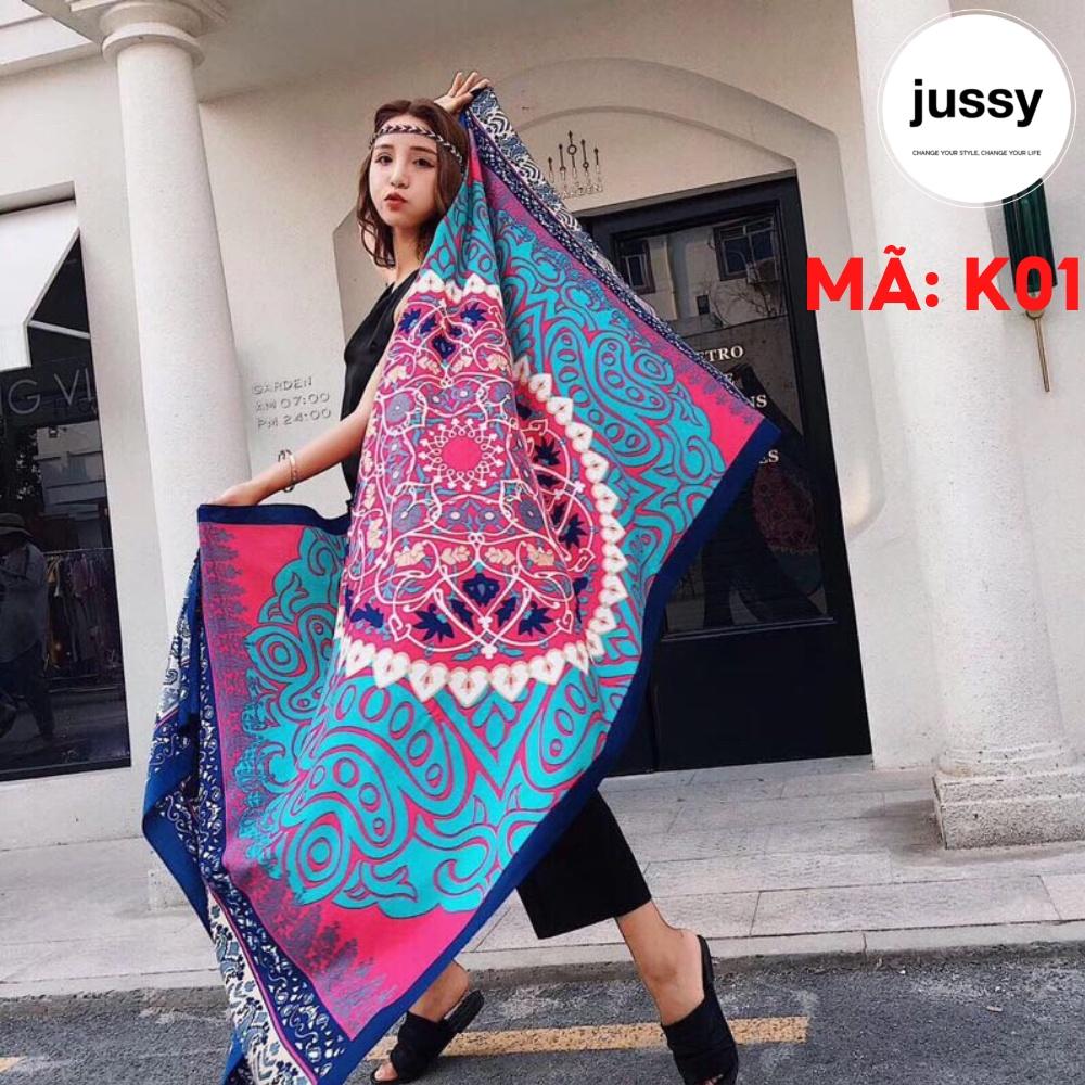 Khăn Choàng Đi Biển Hàng Loại I Dày Nặng 220gr Kt 90x180cm Jussy Fashion Họa Tiết Khăn Thổ Cẩm Nhiều Mẩu Đẹp