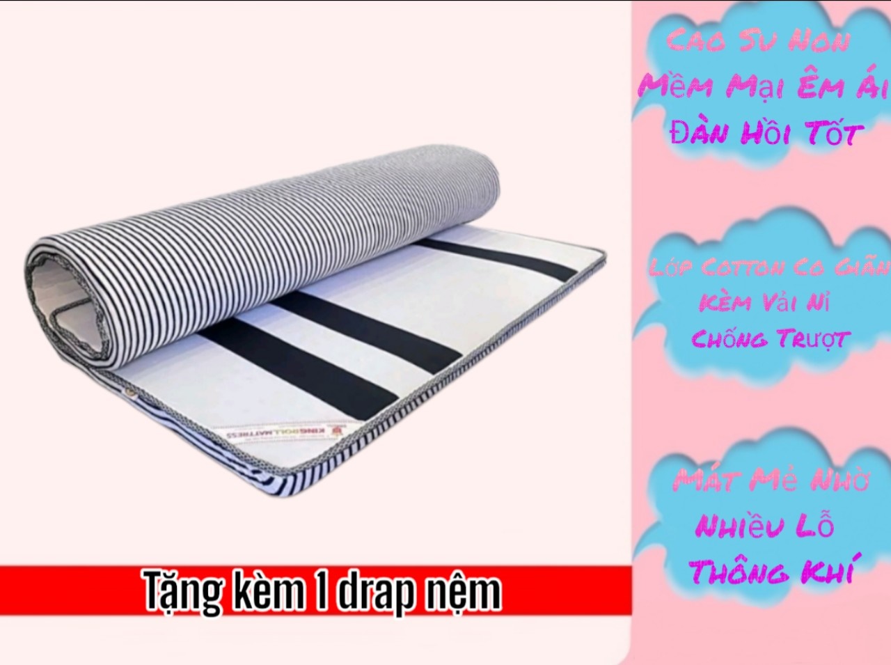 Nệm cao su chần viền Diamond Đủ Size - Êm ái và thoáng mát cao
