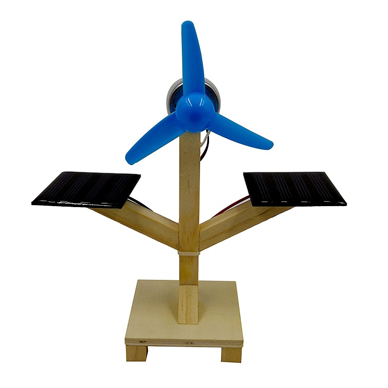 Đồ chơi trẻ em S19 thông minh sáng tạo STEM (STEAM) mô hình lắp ghép quạt năng lượng mặt trời và gió bằng gỗ