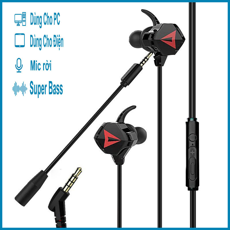 Tai nghe gaming có mic G901 dùng được cho điện thoại và máy tính - Đen Viền Đỏ