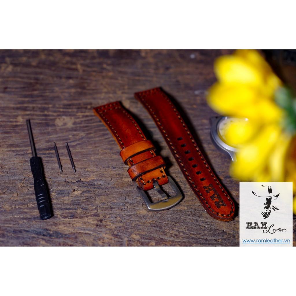DÂY ĐỒNG HỒ DA BÒ THẬT – RAM PILOT NÂU SÁNG - HÀNG CHÍNH HÃNG RAMLEATHER .