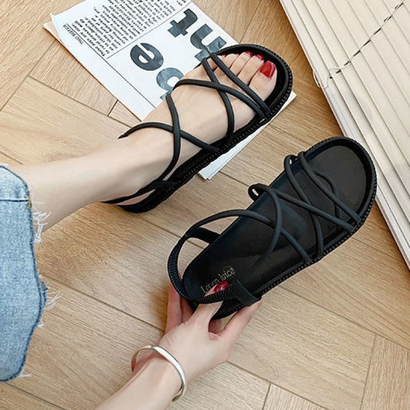 Giày sandal alina nữ đi mưa đế bánh mỳ kem đậu xanh V256