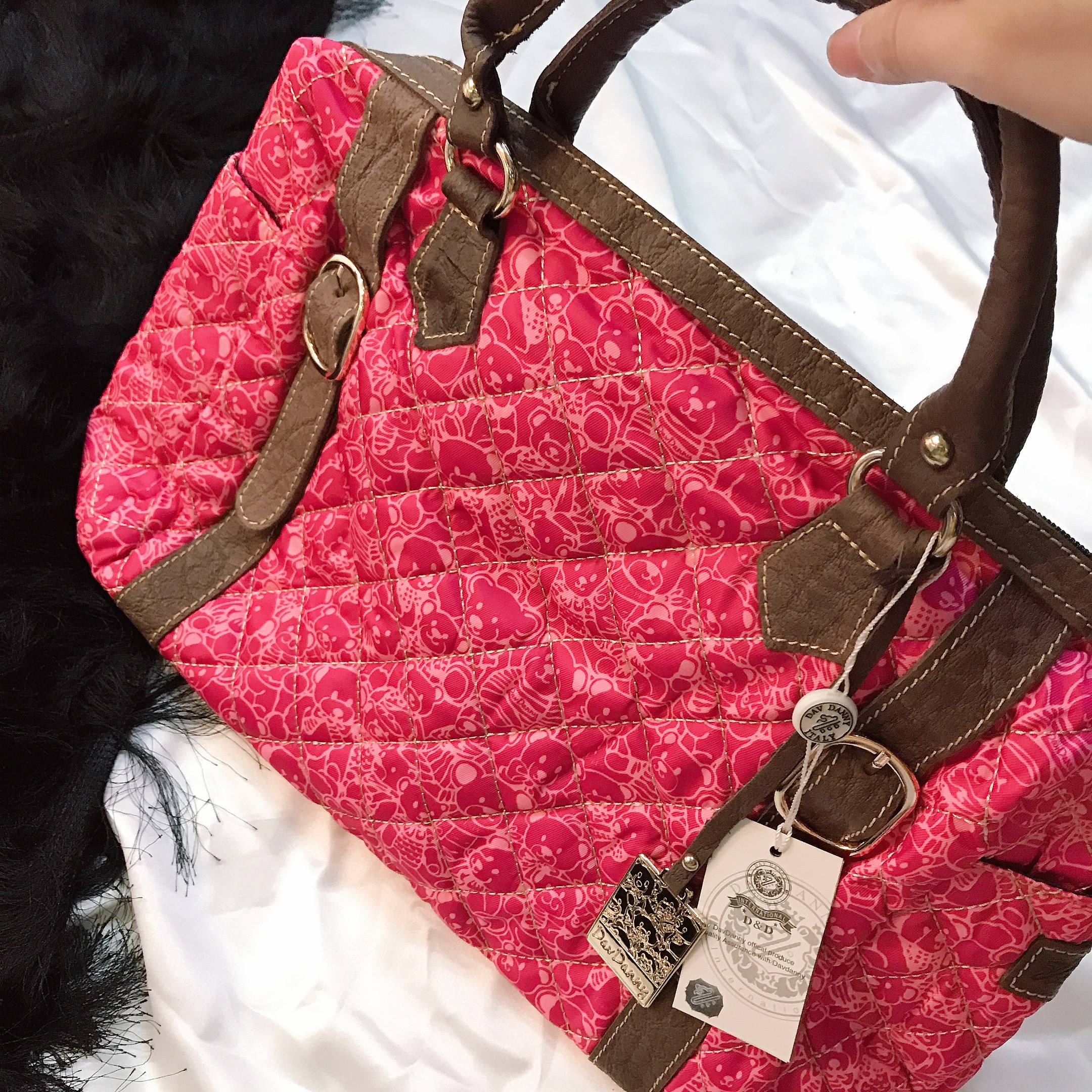 Túi xách tay và đeo chéo thời trang nữ đan chéo gấu hồng siêu xinh - DD190L3005