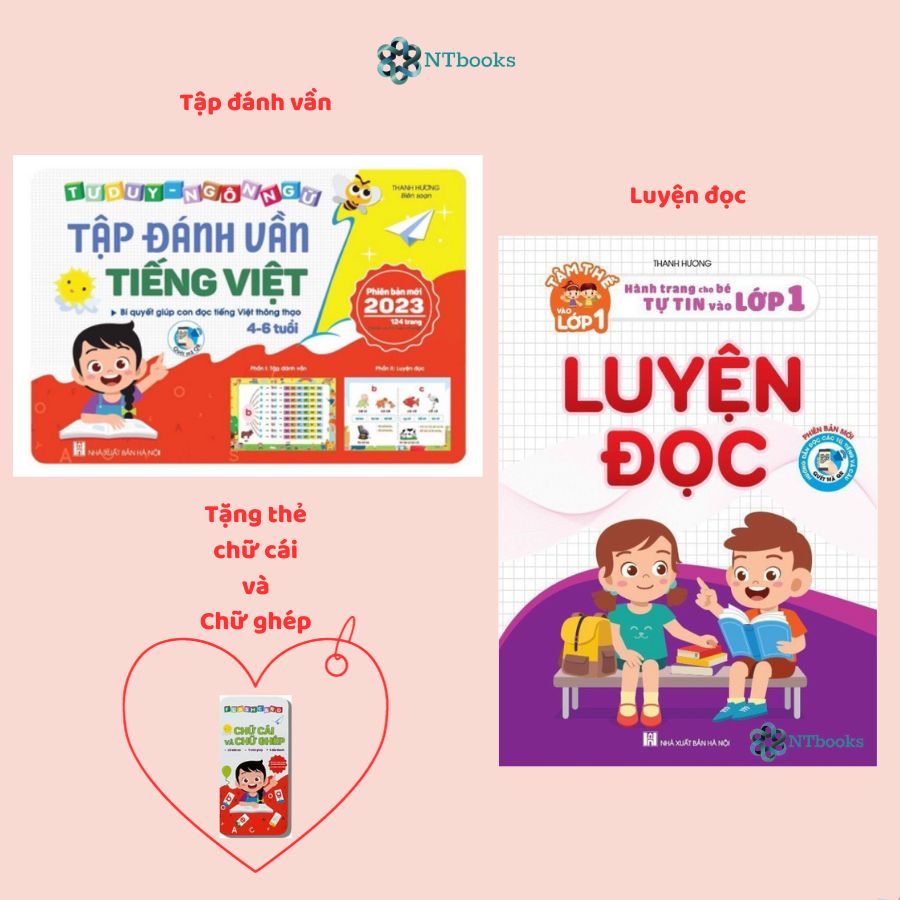Sách - Combo 2 cuốn Tập Đánh Vần Tiếng Việt 4-6 tuổi và Luyện Đọc - Sách có mã QR quét ra File Nghe