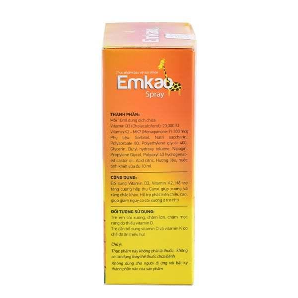 Emkao Spray Vitamin K3 D2 250ml Dạng Xịt Tiện Dụng