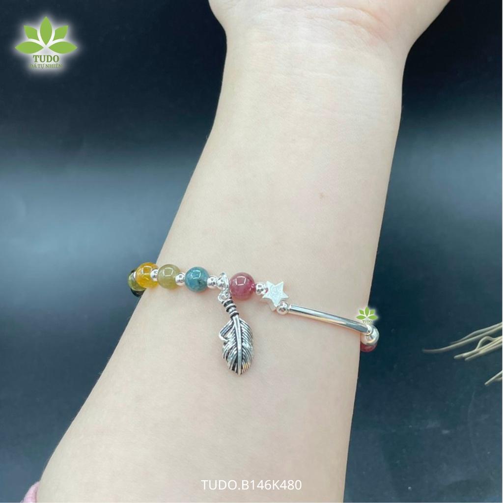 Vòng Tay Nữ Đẹp - Vòng Phong Thủy Đa Mệnh TUDO B146K480 VCBTAUL Charm Bạc Lông Công