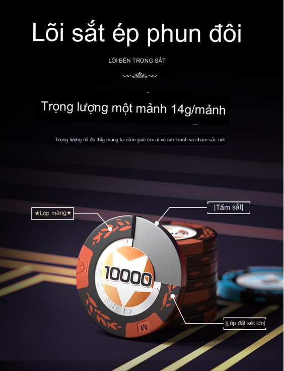 Bộ Phỉnh 100 Chip Texas Poker