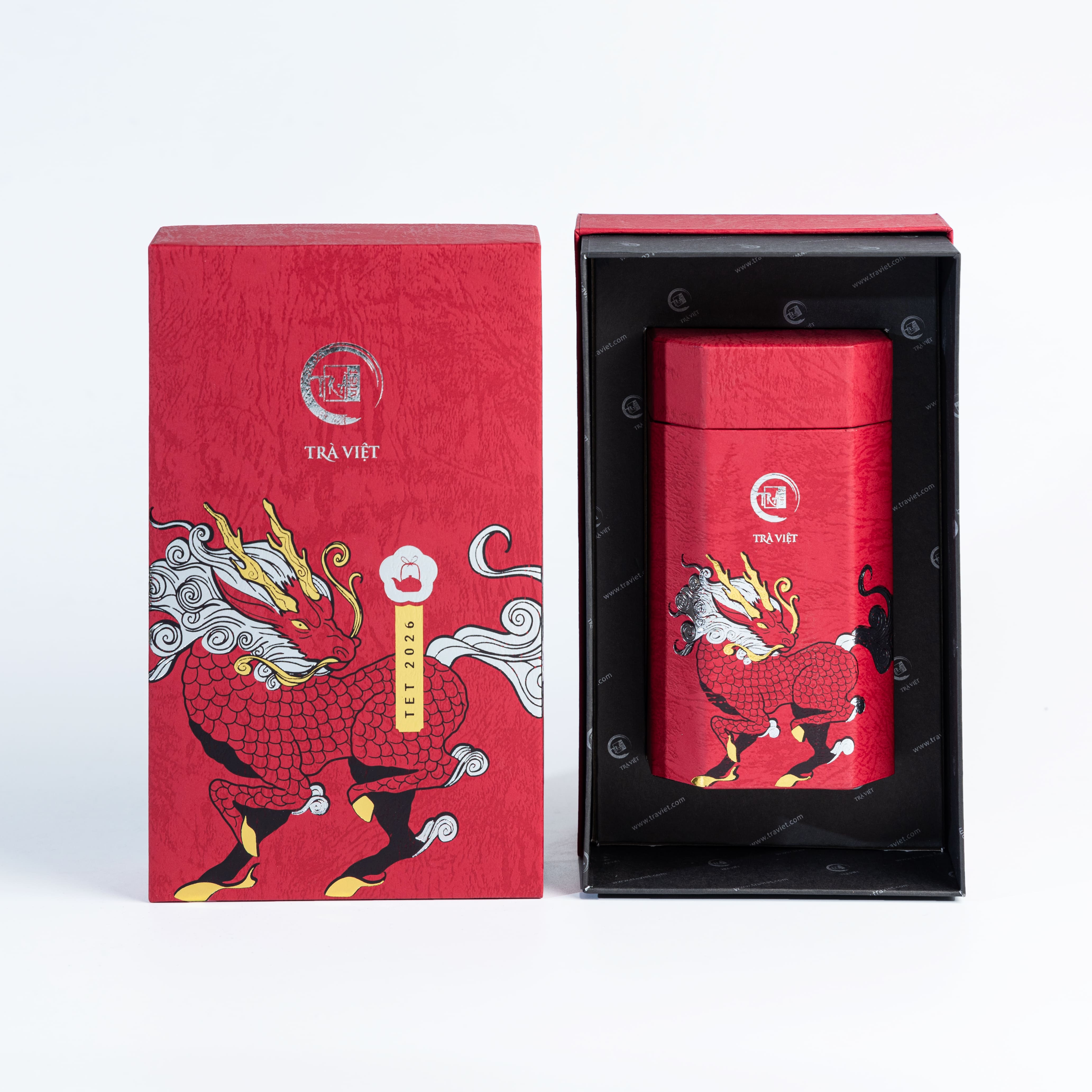 [ Quà Tết Cao Cấp - TRÀ VIỆT ] – Hộp Quà Tâm Phúc Giấy Gân Nổi Mỹ Thuật – Quà Tặng Sang Trọng