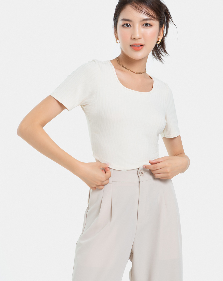 Áo Thun Thời Trang JUNO Croptop Cổ Vuông JNATH017