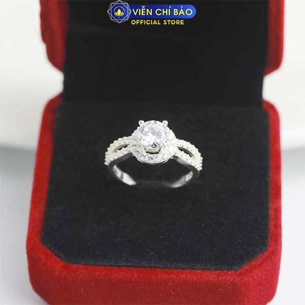 Nhẫn bạc nữ vô cực đá tròn trắng chất liệu bạc S925 thời trang phụ kiện trang sức nữ Viễn Chí Bảo N400304