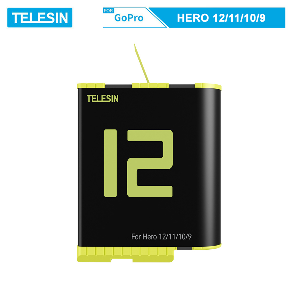 Pin TELESIN mẫu mới MÀU VÀNG dùng cho camera hành động GOPRO HERO 9/10/11/12