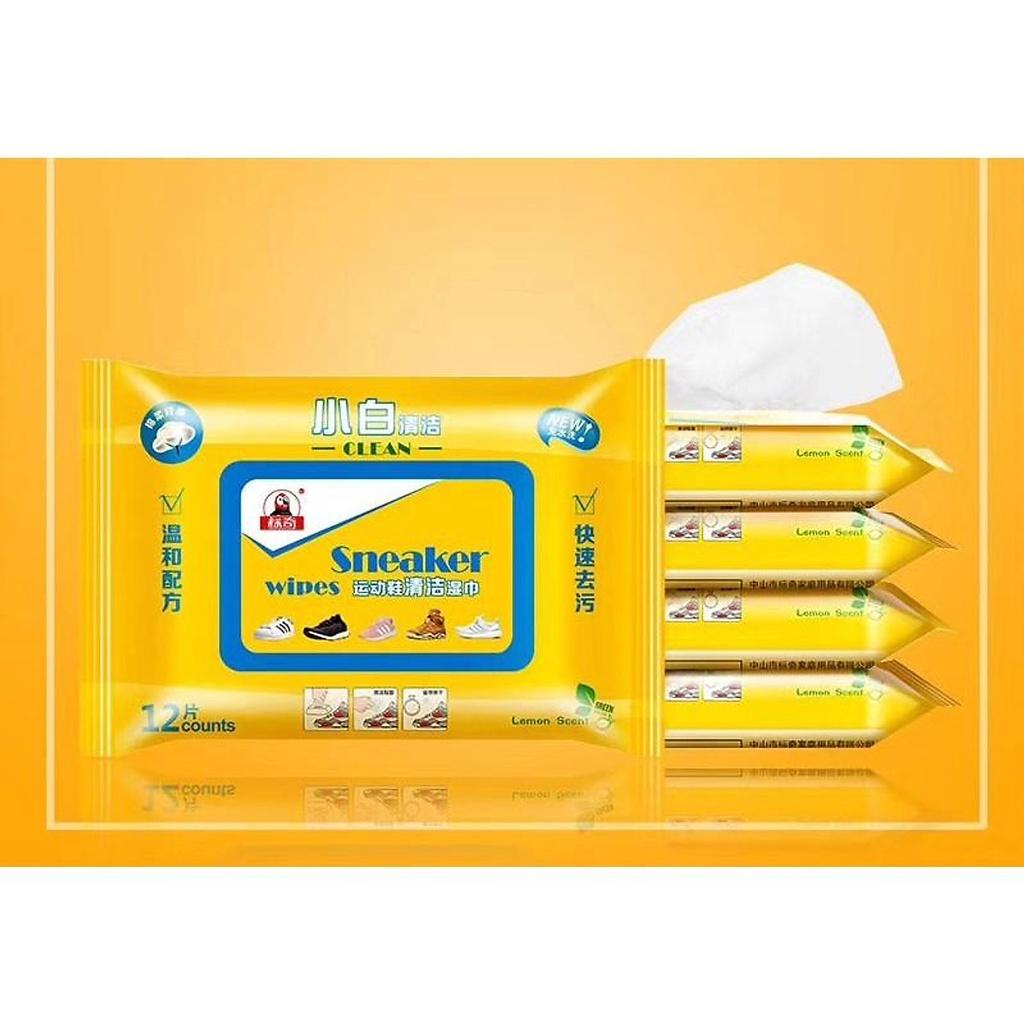 Combo 05 Khăn ướt lau giày chuyên dụng Sneaker Clean loại nhỏ 12 miếng bỏ túi tiện lợi