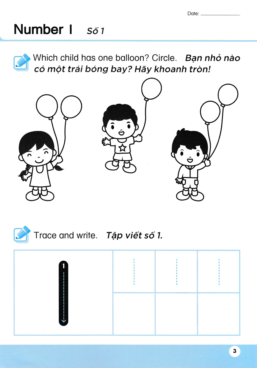 Toán Song Ngữ Tiền Tiểu Học - Activity Book - Sách Luyện Tập 3 _NN