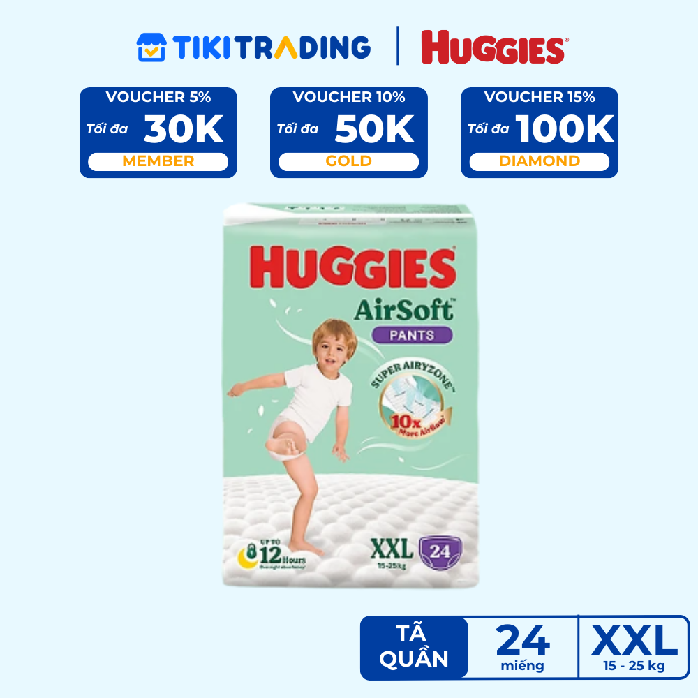 Tã quần Huggies Airsoft size XXL 24 miếng