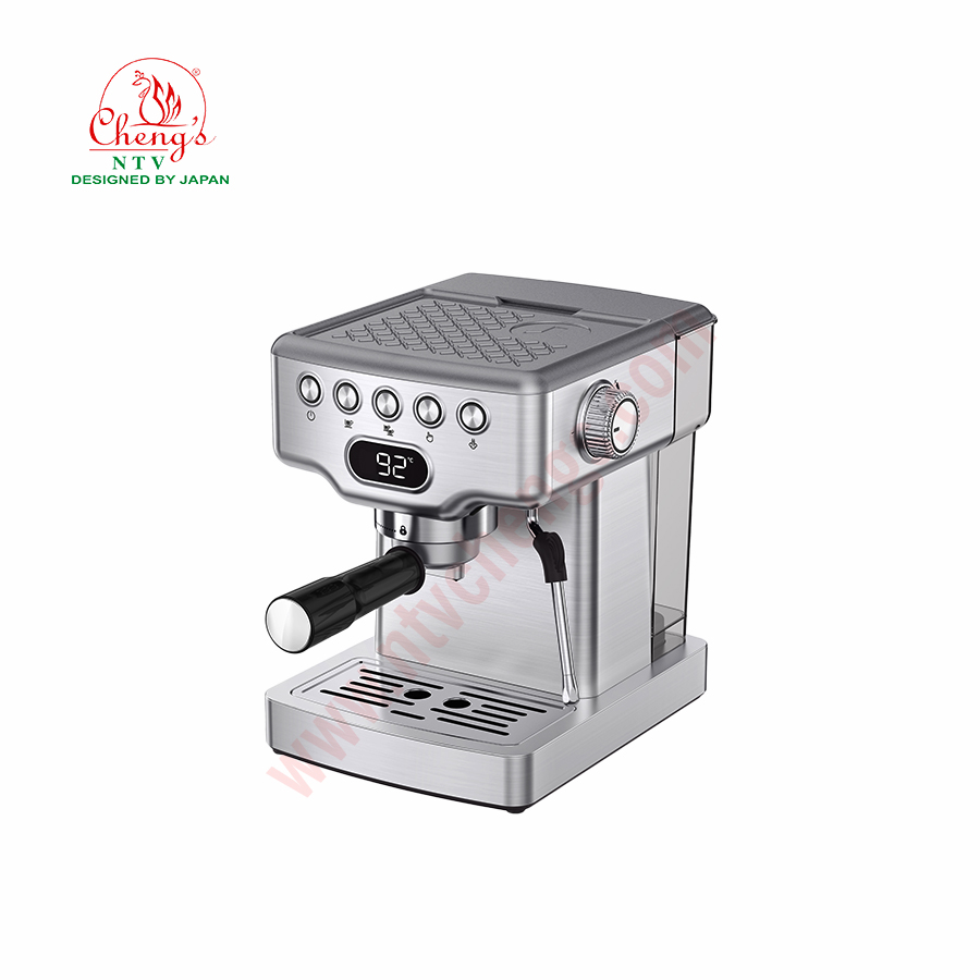 Máy pha cà phê Espresso EM 3202 tự động, áp suất 20 bar - Thương hiệu NTV Cheng's | Hàng nhập khẩu