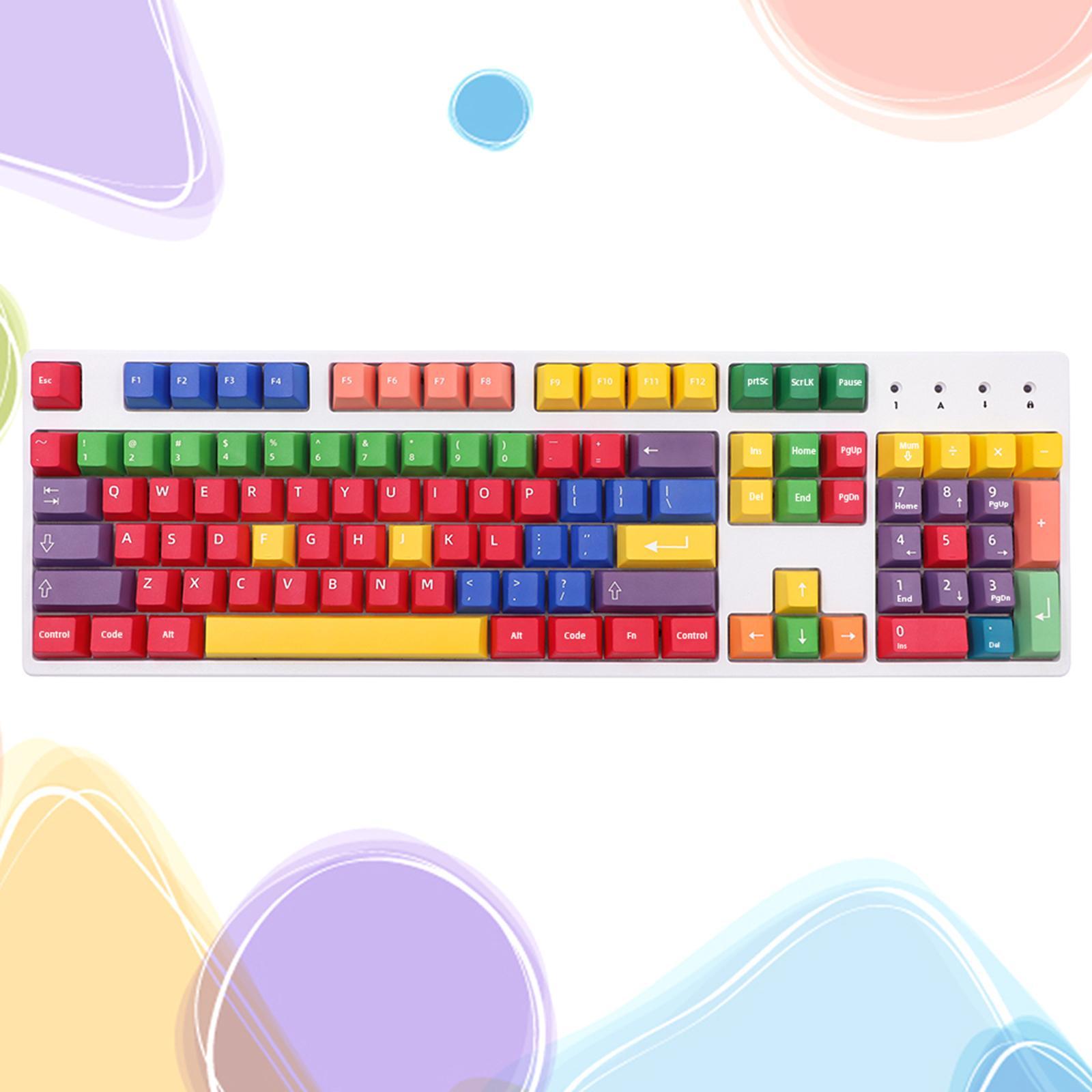 112-Key Colorful Keycaps Keyset DIY Keyboard for Cherry MX 61 64 98 104 Keys