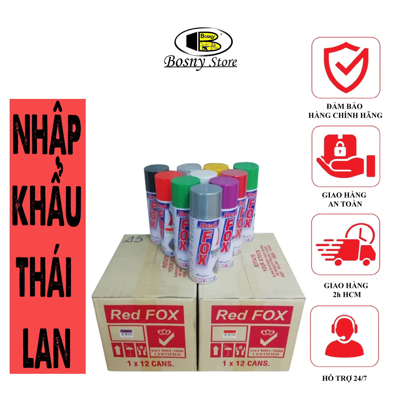 Sơn xịt Redfox - full bảng màu - Nhập khẩu Thái Lan