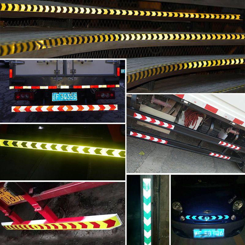 Cuộn Phản Quang khổ rộng 10 cm x 25 mét, Cảnh Báo An Toàn Hình Mũi Tên Dùng Dán Xe Ô tô, Thùng Xe Tải, An Toàn, chất liệu PVC Chống Thấm Nước - Mũi Tên Vàng Đen - Mai Lee