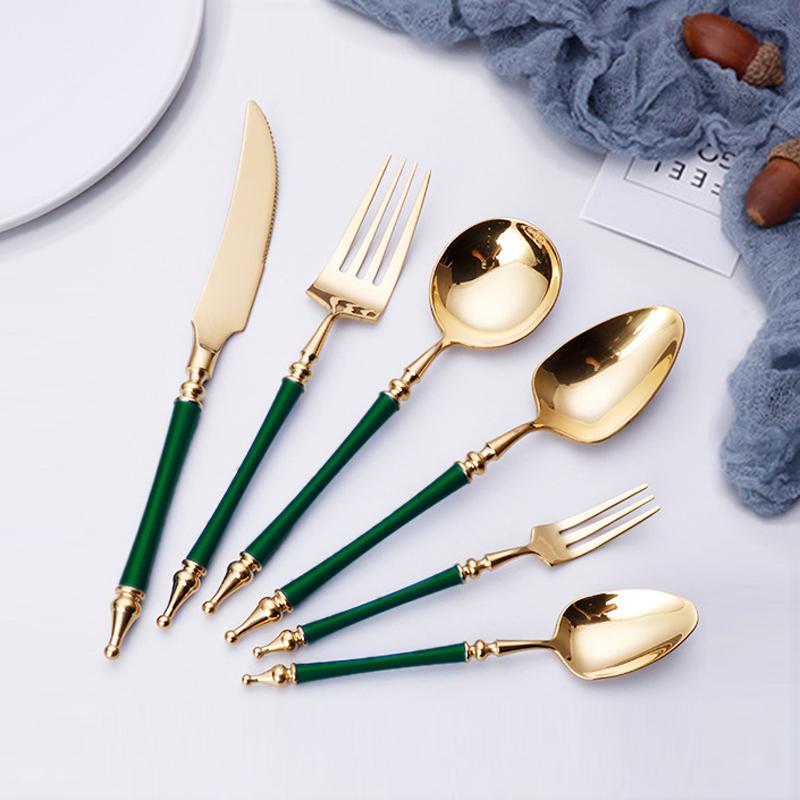 Bán Nhà Hàng Cao Cấp Thép Không Gỉ 304 Bộ Bít Tết Dao Muỗng Nĩa Thìa Cà Phê Trái Cây Dĩa Nhà Bếp Gia Đình bộ Đồ Ăn