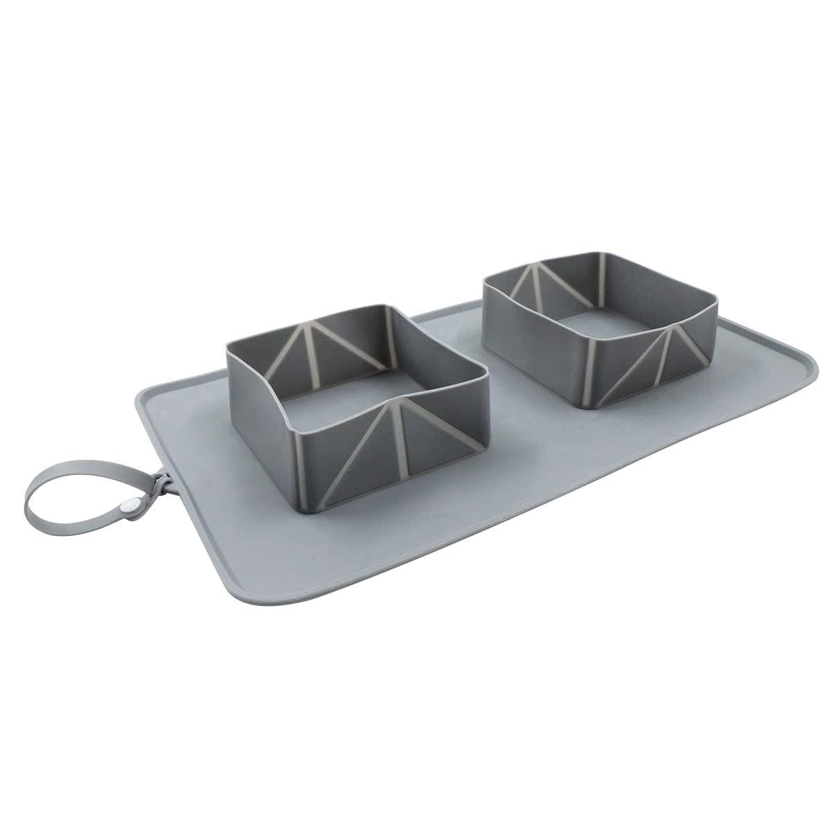 Thú cưng bát silicone có thể gập lại slipproof chó đôi bát lông cừu chó bát con chó ngoài trời thức ăn di động đi du lịch ăn Matte mèo có thể uống được silicone gập lại cho nước bên ngoài