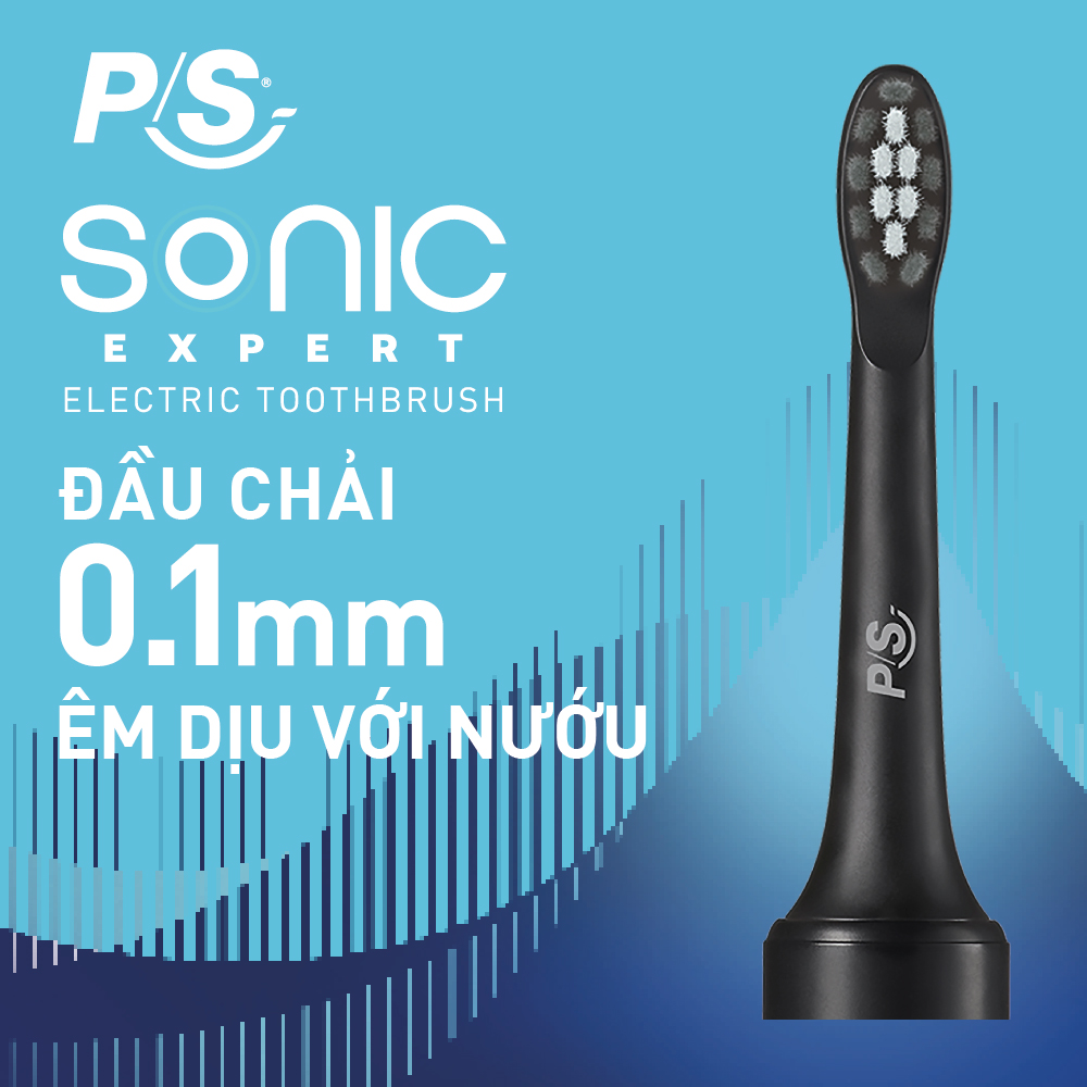 Bộ bàn Chải Điện P/S Sonic Expert Chuyên Gia Sóng Âm - Công Nghệ Sóng Âm, Chải Sạch Mảng Bám Tới 8X - Đen Glowy