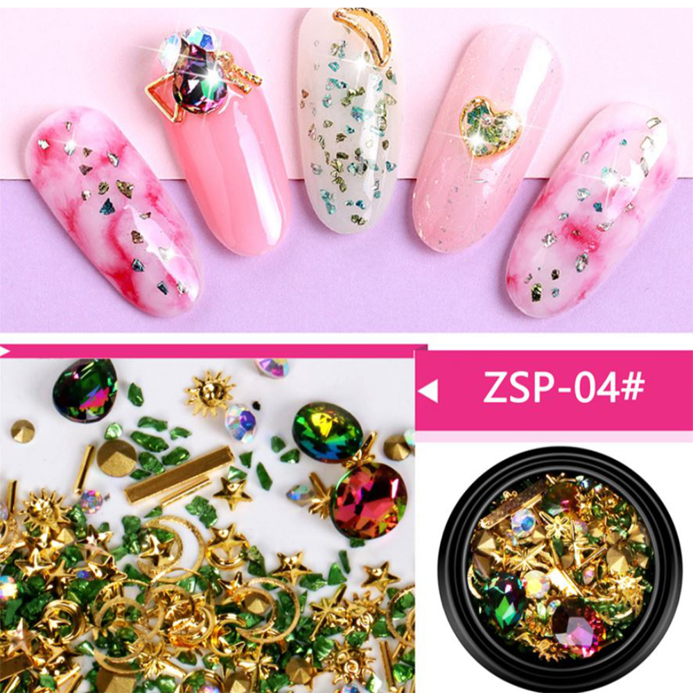 Trang Sức Gắn Nail Hỗn Hợp ZSP Với Kiểu Dáng Phong Phú Để Tạo Nhiều Phong Cách Móng Đẹp, Trẻ Trung, Năng Động, Thiết Kế Thời Trang, Dễ Sử Dụng