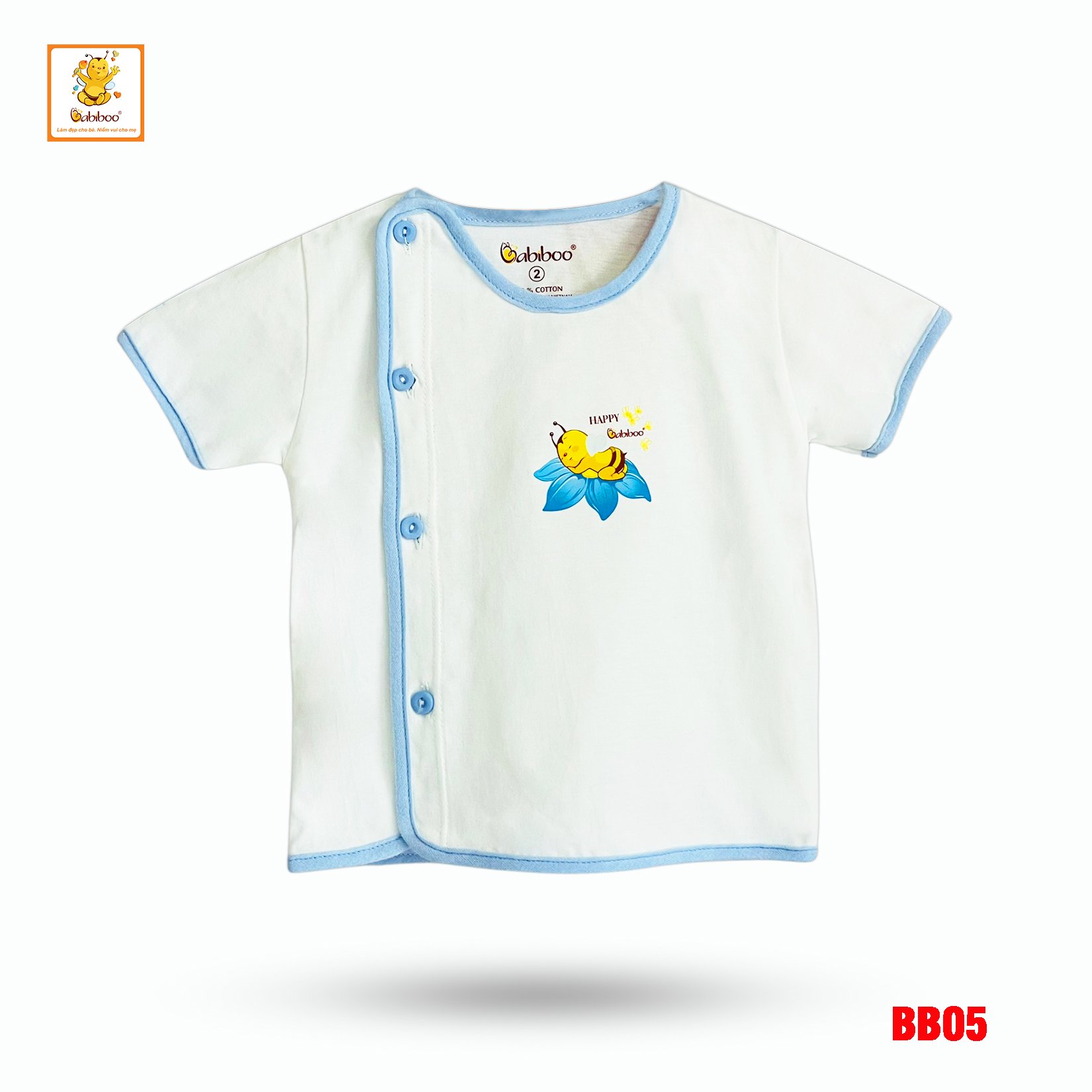 Áo sơ sinh cho bé Babiboo áo tay ngắn vải cotton mềm mịn BB05