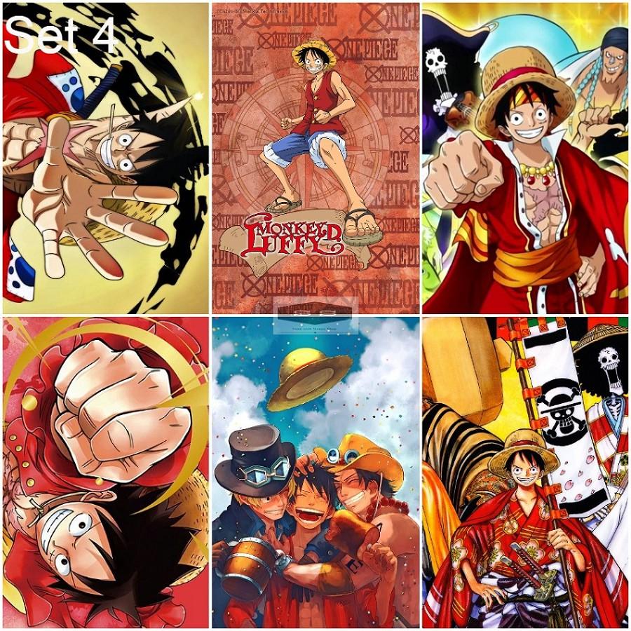 Bộ 6 Áp phích - Poster Anime One Piece - Vua Hải Tặc (bóc dán) - A3, A4, A5