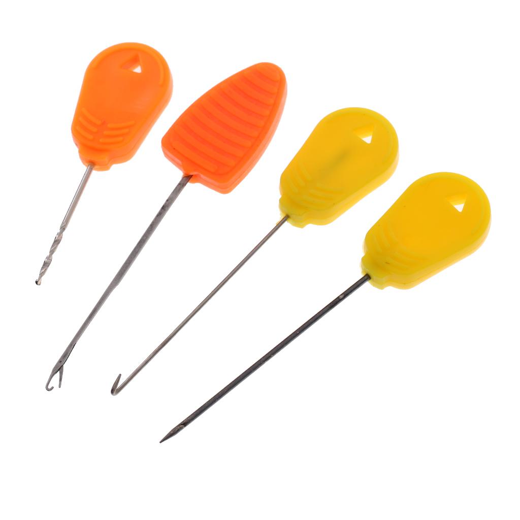 4Pcs Carp Fishing Baiting Needle Set Carp Fishing Baiting Needle and 18pcs Carp Hair Fishing Barbless Hooks