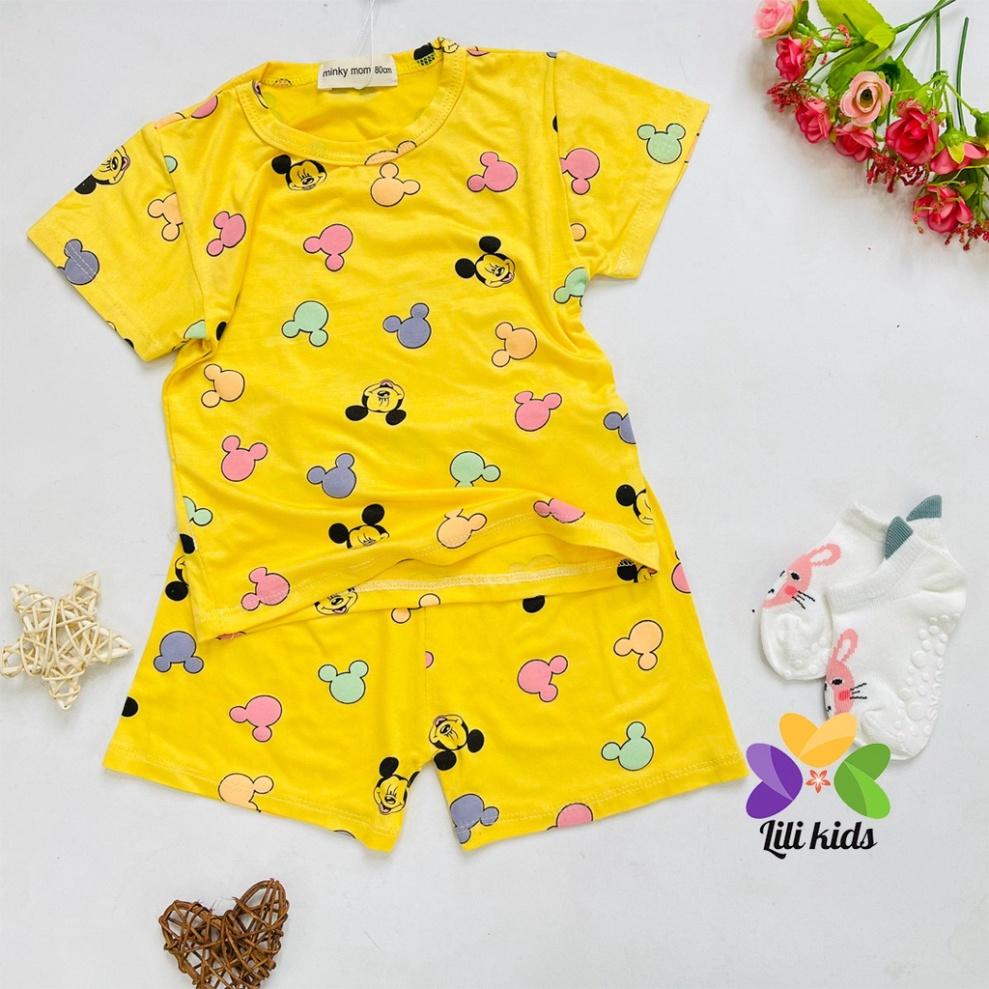 Bộ cộc tay thun lạnh in hình gấu LILIKIDS siêu mềm mịn mát cho bé trai bé gái BCT06