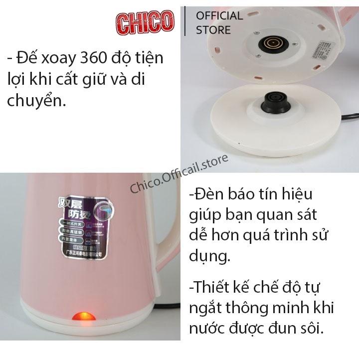 Ấm siêu tốc JipLai Thái Lan 2.5L, Ấm đun nước 2 lớp cách nhiệt chống giật tự ngắt bảo hành trọn đời